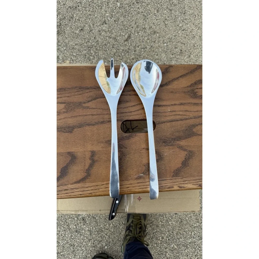 Nambe Salad Serving Set‎ Spoon Fork Stainless Steel 57C Modern Design